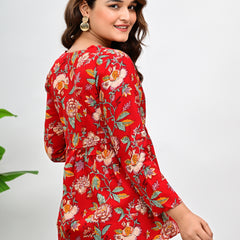 Women's Stylish Floral Printed Tunic Top