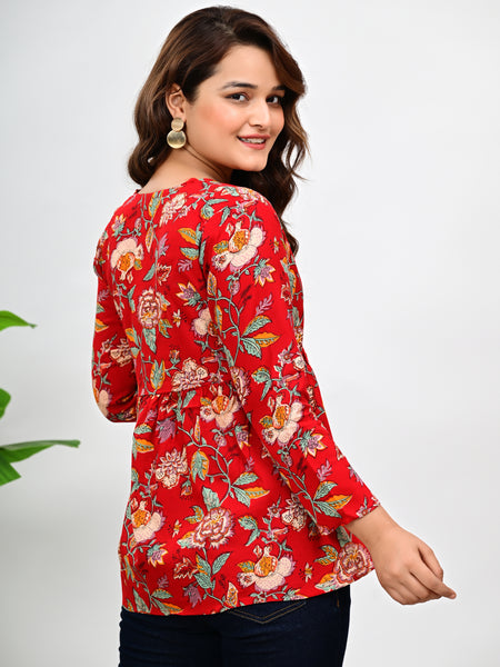 Women's Stylish Floral Printed Tunic Top