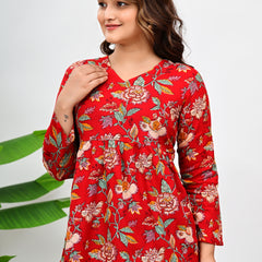 Women's Stylish Floral Printed Tunic Top