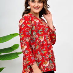 Women's Stylish Floral Printed Tunic Top