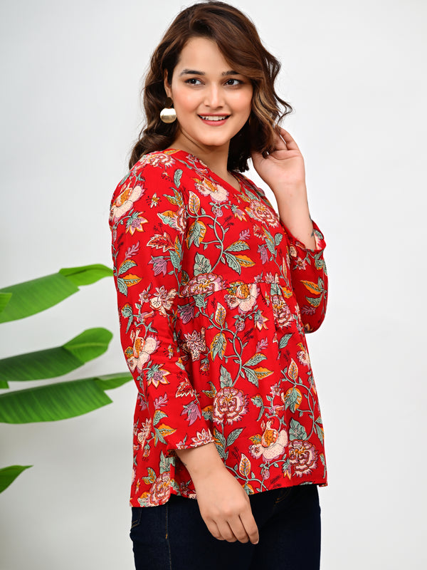 Women's Stylish Floral Printed Tunic Top