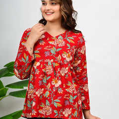 Women's Stylish Floral Printed Tunic Top