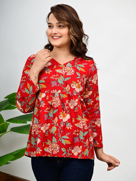 Women's Stylish Floral Printed Tunic Top