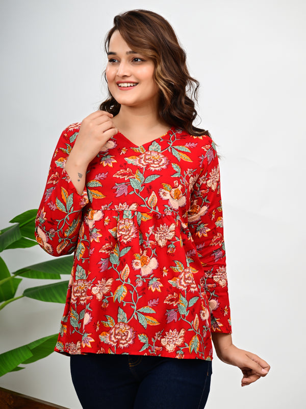 Women's Stylish Floral Printed Tunic Top