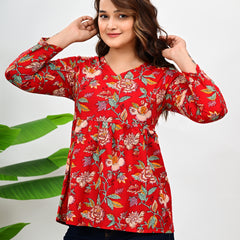 Women's Stylish Floral Printed Tunic Top