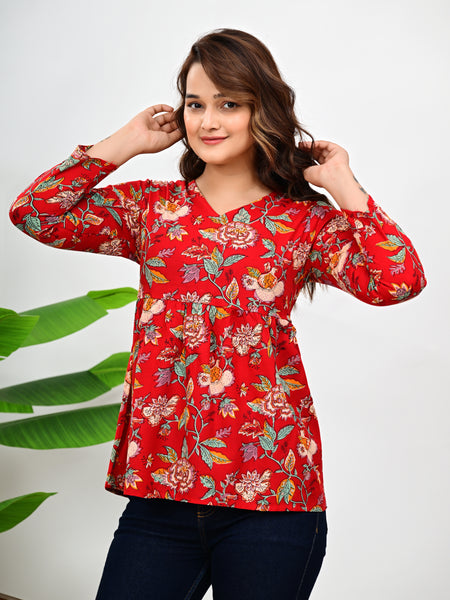 Women's Stylish Floral Printed Tunic Top