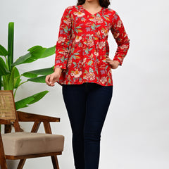 Women's Stylish Floral Printed Tunic Top