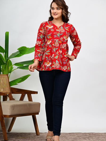 Women's Stylish Floral Printed Tunic Top