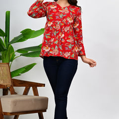 Women's Stylish Floral Printed Tunic Top