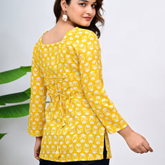 Floral Printed Square Neck Cotton Top