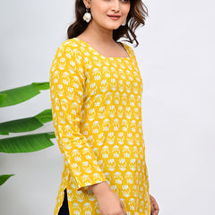 Floral Printed Square Neck Cotton Top