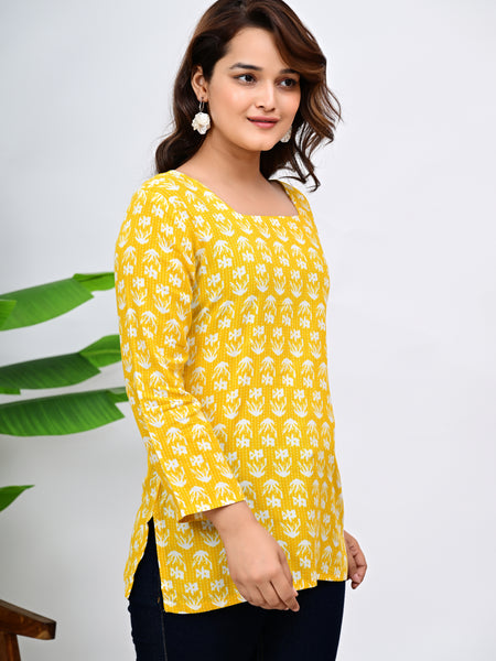 Floral Printed Square Neck Cotton Top