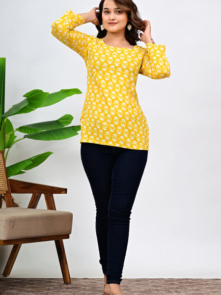 Floral Printed Square Neck Cotton Top